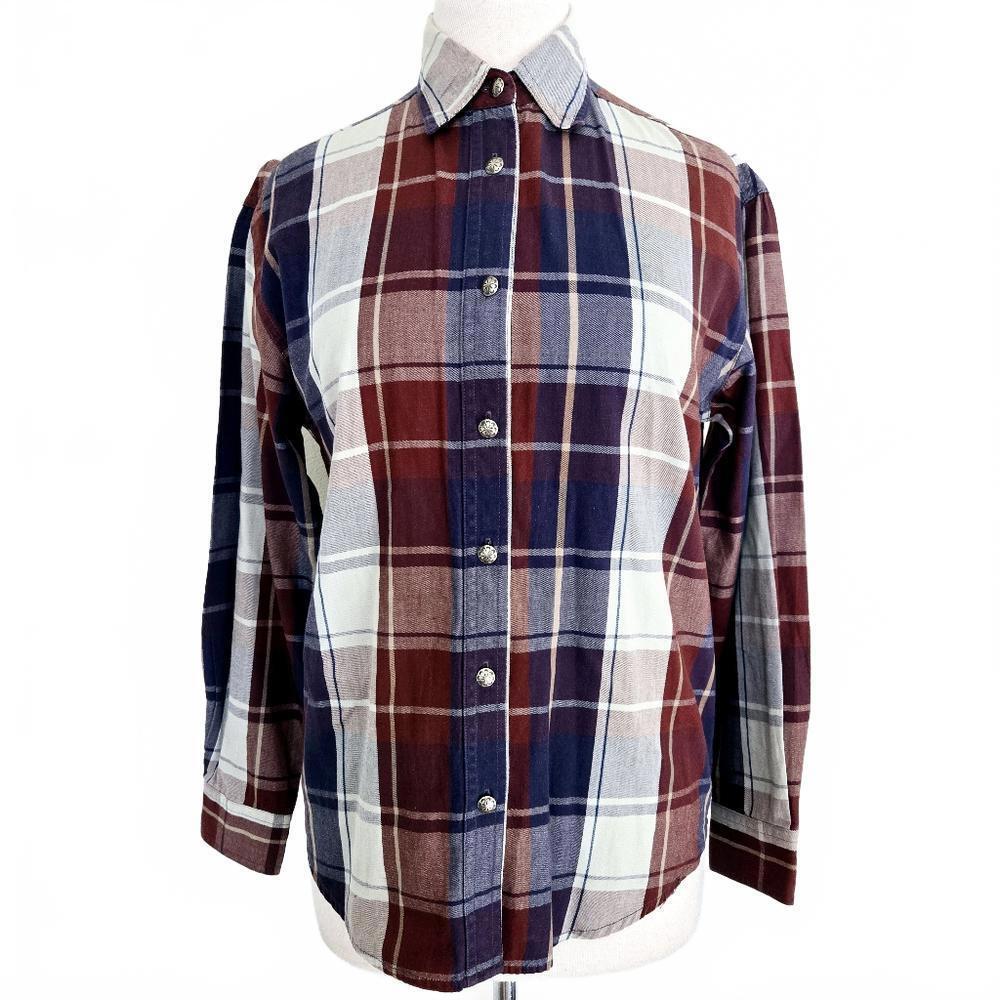 Wrangler Blues Women's Plaid Button Down Shirt Size Small